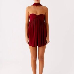 Peppermayo Maroon Saturn Mini Dress